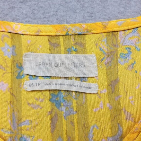 Urban Outfitters Dress Womens Extra Small Yellow Pippa Tiered Floral Boho Ladies - Picture 9 of 13